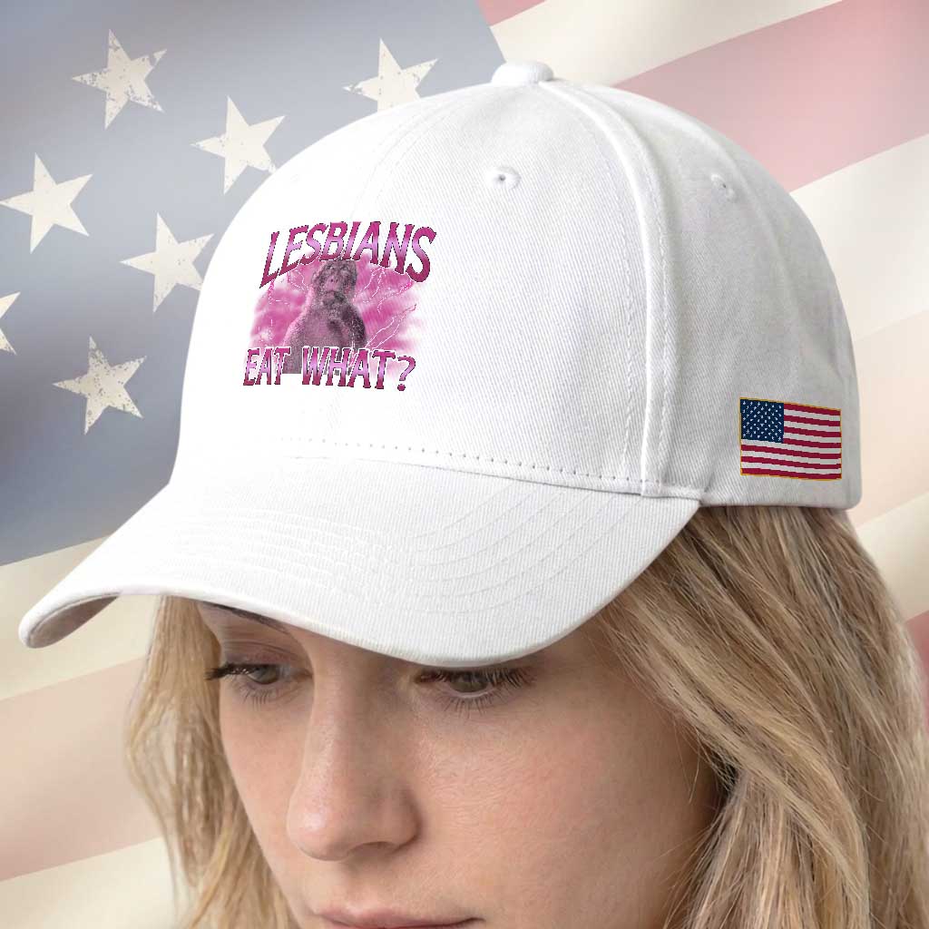 Funny Monkey Meme Lesbians Eat What Baseball Cap LGBTQ Pride Gift TS12 Print Your Wear