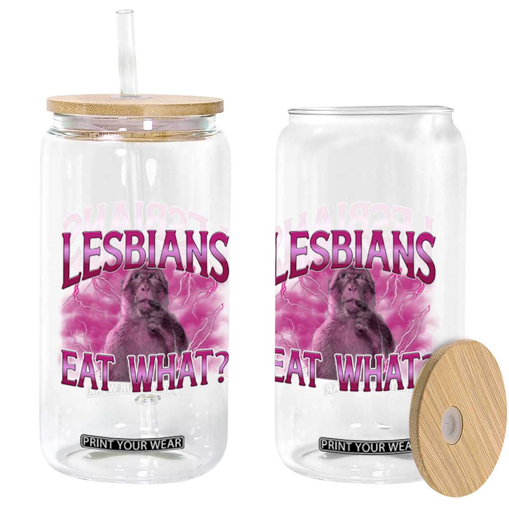 Funny Monkey Meme Lesbians Eat What Glass Can LGBTQ Pride Gift TS12 Print Your Wear
