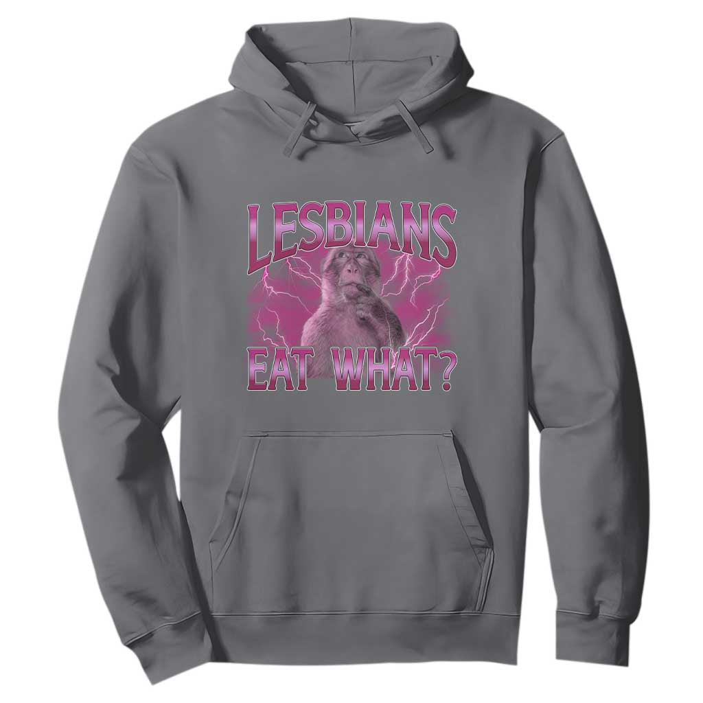 Funny Monkey Meme Lesbians Eat What Hoodie LGBTQ Pride Gift TS12 Charcoal Print Your Wear