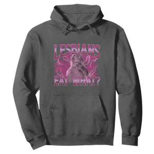 Funny Monkey Meme Lesbians Eat What Hoodie LGBTQ Pride Gift TS12 Dark Heather Print Your Wear