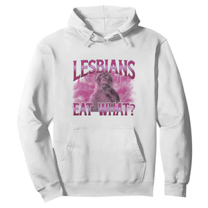Funny Monkey Meme Lesbians Eat What Hoodie LGBTQ Pride Gift TS12 White Print Your Wear