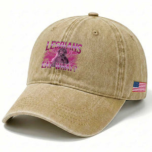 Funny Monkey Meme Lesbians Eat What Washed Cotton Baseball Cap LGBTQ Pride Gift TS12 Print Your Wear