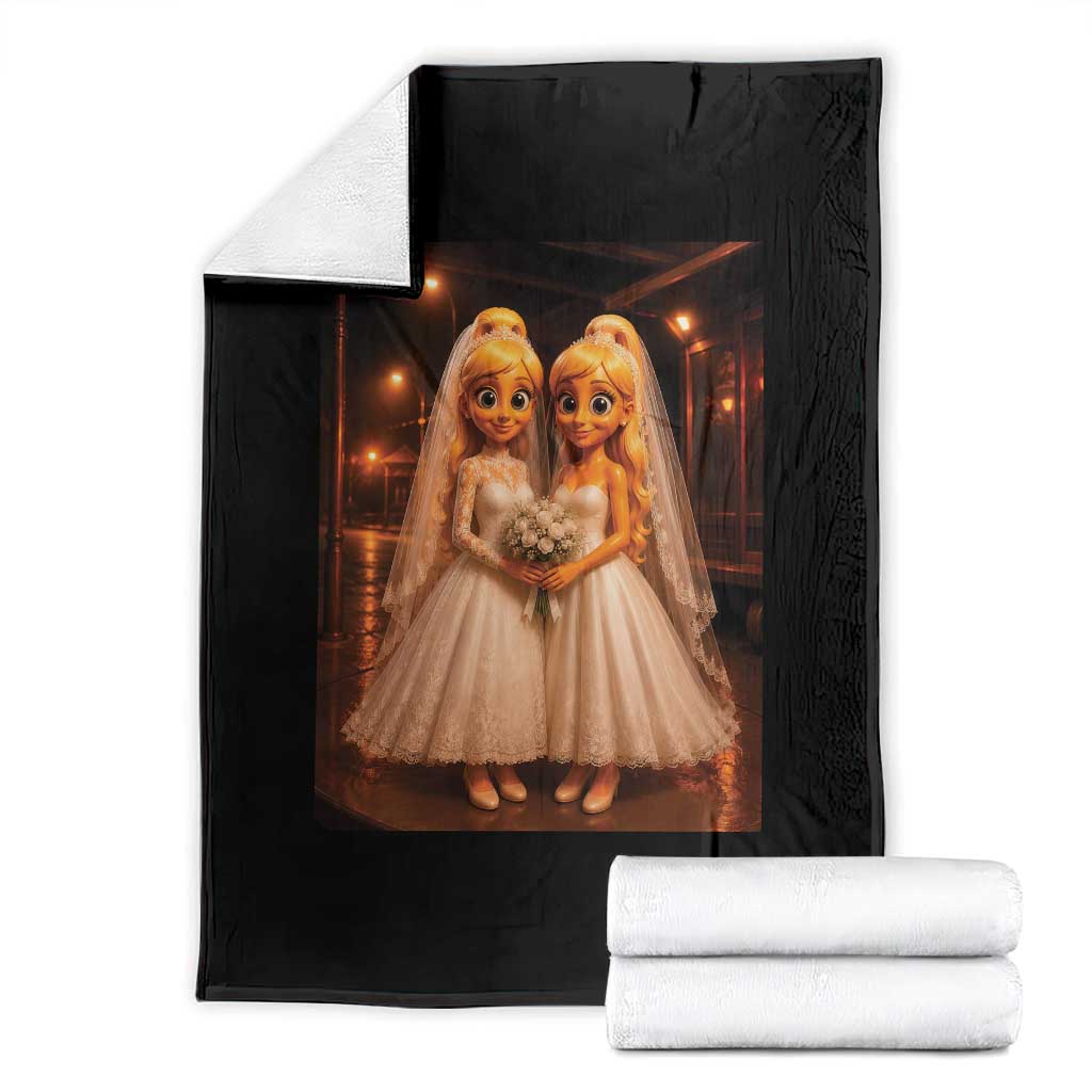 Funny Lesbian Pride Tung Tung Sahur Engagement Gift Throw Blanket TS12 Black Print Your Wear