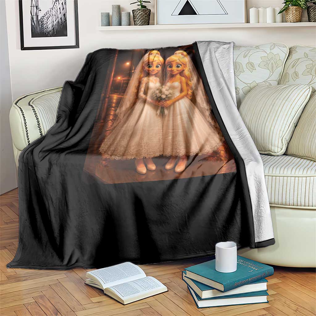 Funny Lesbian Pride Tung Tung Sahur Engagement Gift Throw Blanket TS12 Print Your Wear