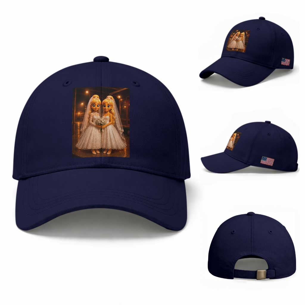 Funny Lesbian Pride Tung Tung Sahur Engagement Gift Baseball Cap TS12 Baseball Cap Universal Fit Dark Blue Print Your Wear