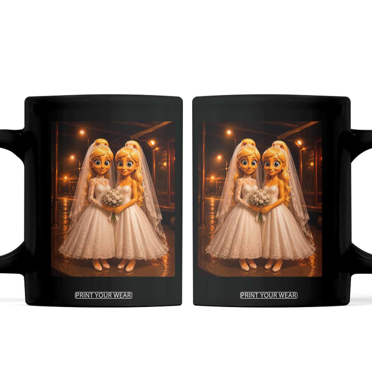 Funny Lesbian Pride Tung Tung Sahur Engagement Gift Coffee Mug TS12 Black Print Your Wear