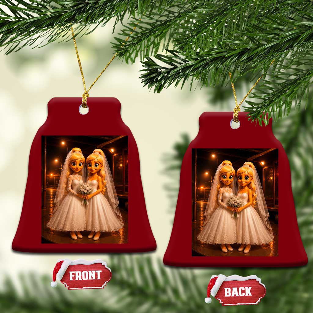 Funny Lesbian Pride Tung Tung Sahur Engagement Gift Ceramic Ornament TS12 Print Your Wear