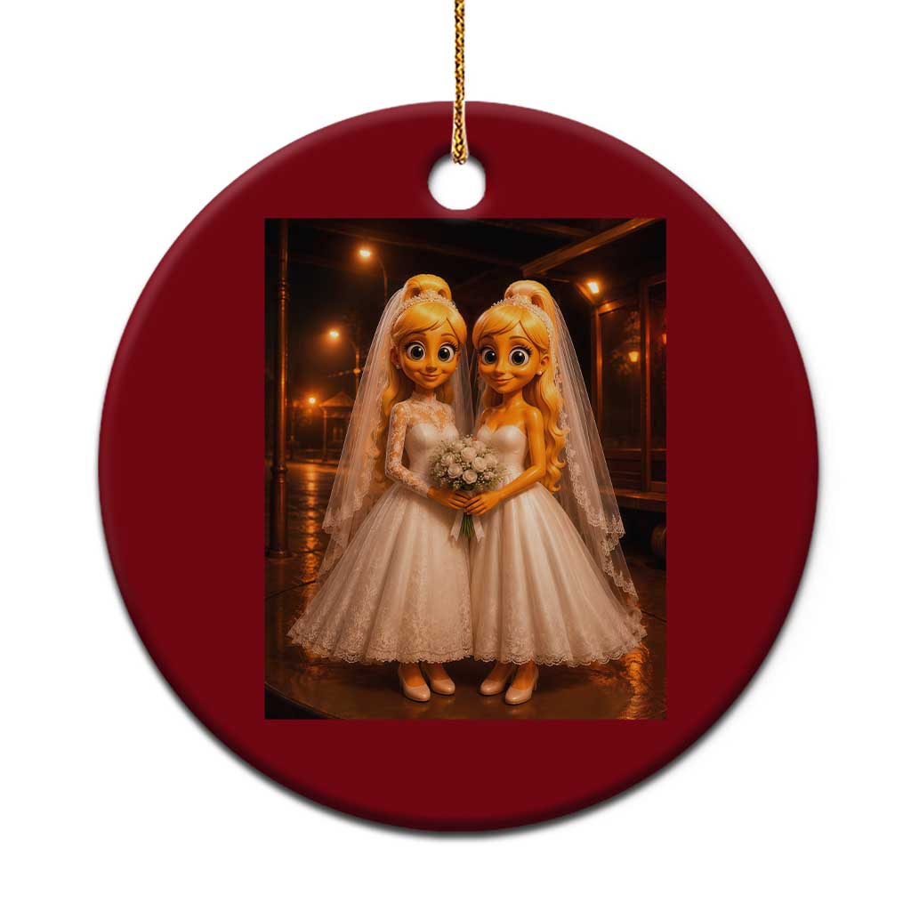 Funny Lesbian Pride Tung Tung Sahur Engagement Gift Ceramic Ornament TS12 1pc Red Print Your Wear