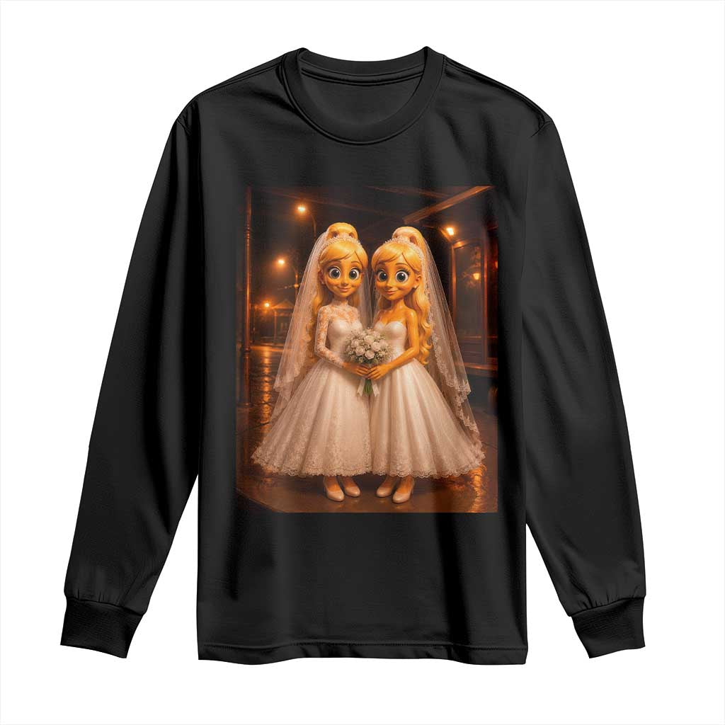 Funny Lesbian Pride Tung Tung Sahur Engagement Gift Long Sleeve Shirt TS12 Black Print Your Wear