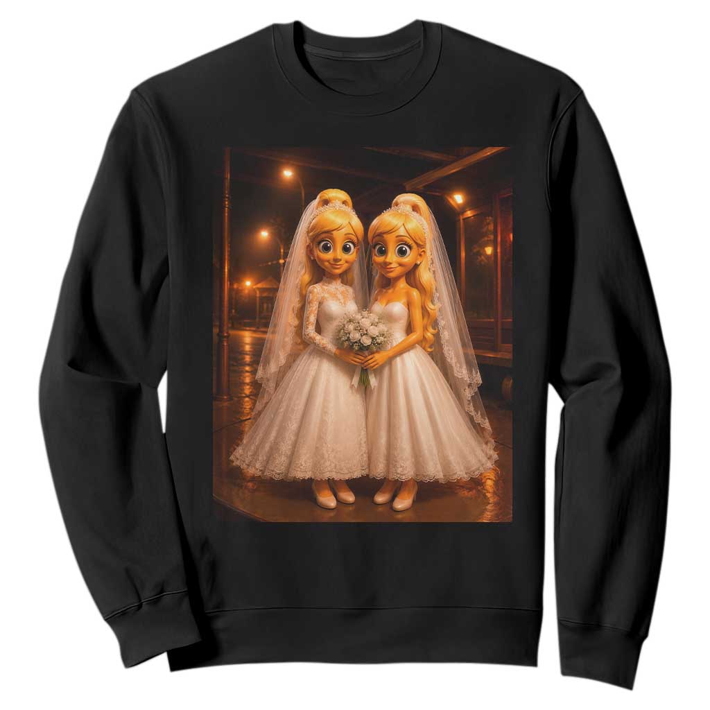 Funny Lesbian Pride Tung Tung Sahur Engagement Gift Sweatshirt TS12 Black Print Your Wear