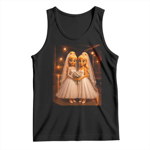 Funny Lesbian Pride Tung Tung Sahur Engagement Gift Tank Top TS12 Black Print Your Wear