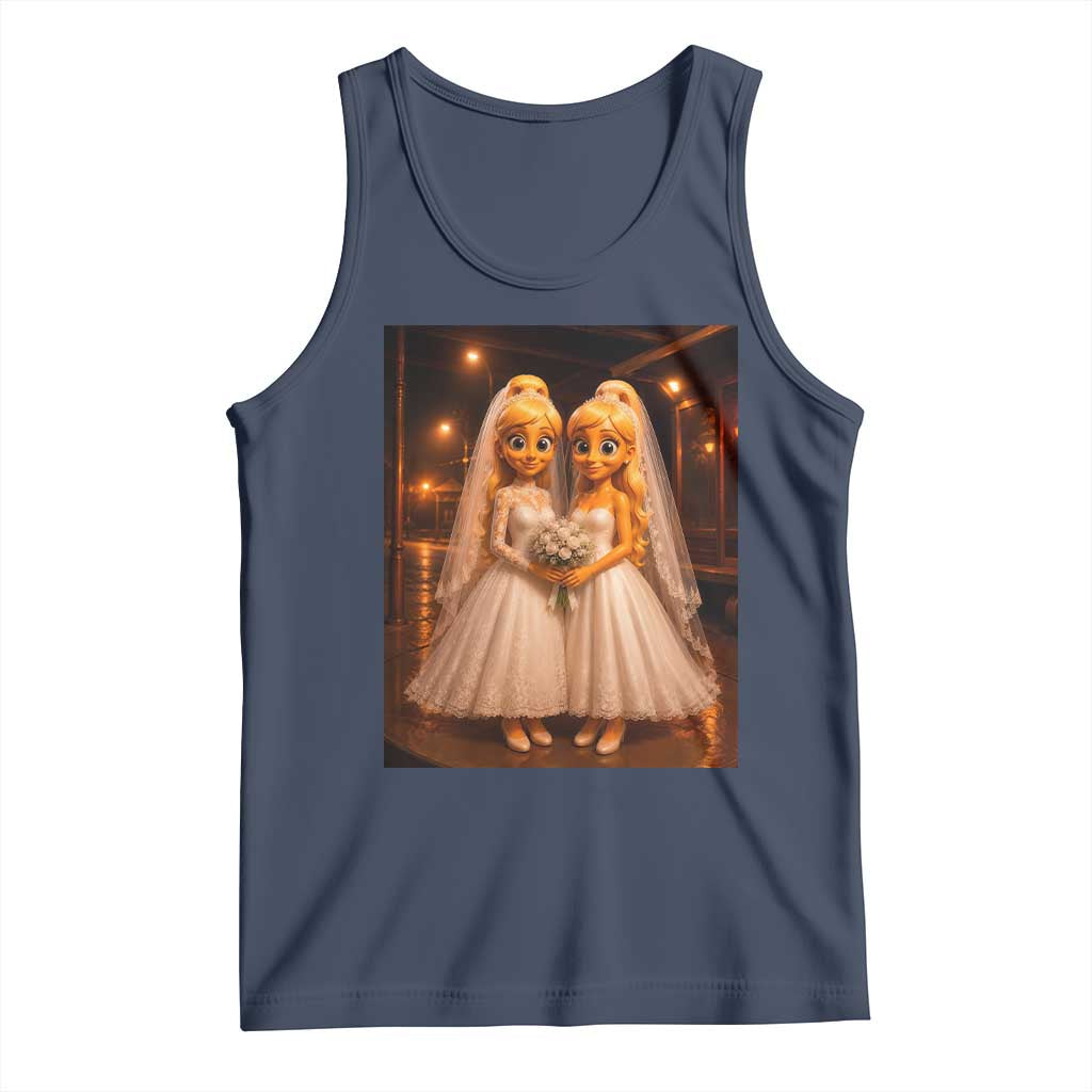 Funny Lesbian Pride Tung Tung Sahur Engagement Gift Tank Top TS12 Navy Print Your Wear