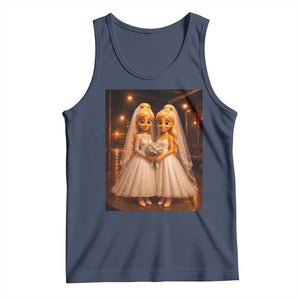 Funny Lesbian Pride Tung Tung Sahur Engagement Gift Tank Top TS12 Navy Print Your Wear