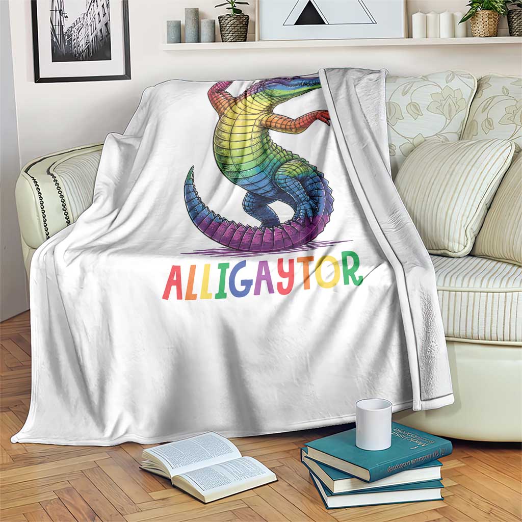 Alligaytor LGBTQ Pride Graphic Throw Blanket Queer Reptile Lovers TS12 Print Your Wear