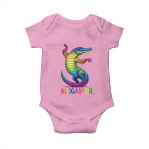 Alligaytor LGBTQ Pride Graphic Baby Onesie Queer Reptile Lovers TS12 Light Pink Print Your Wear