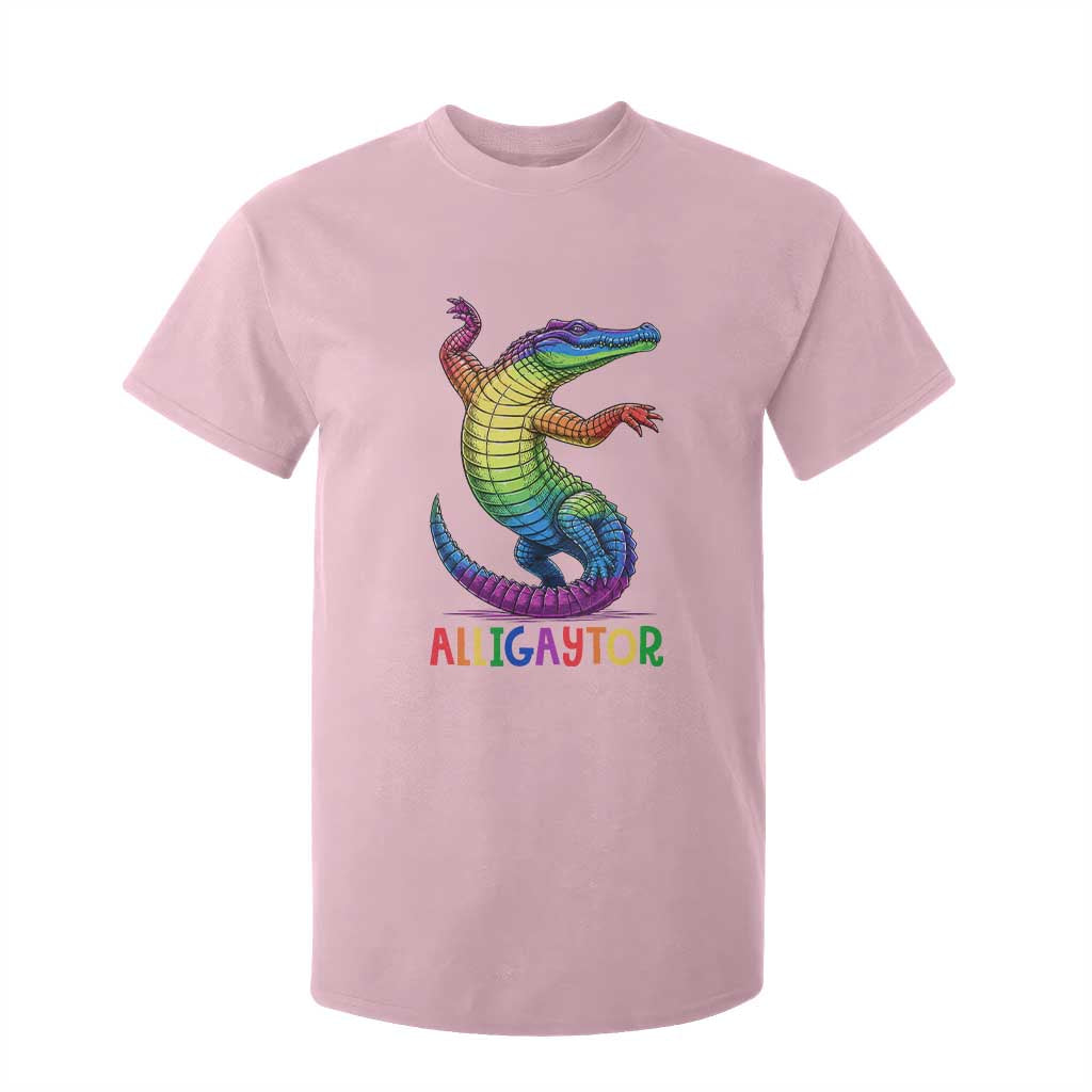 Alligaytor LGBTQ Pride Graphic T Shirt For Kid Queer Reptile Lovers TS12 Light Pink Print Your Wear