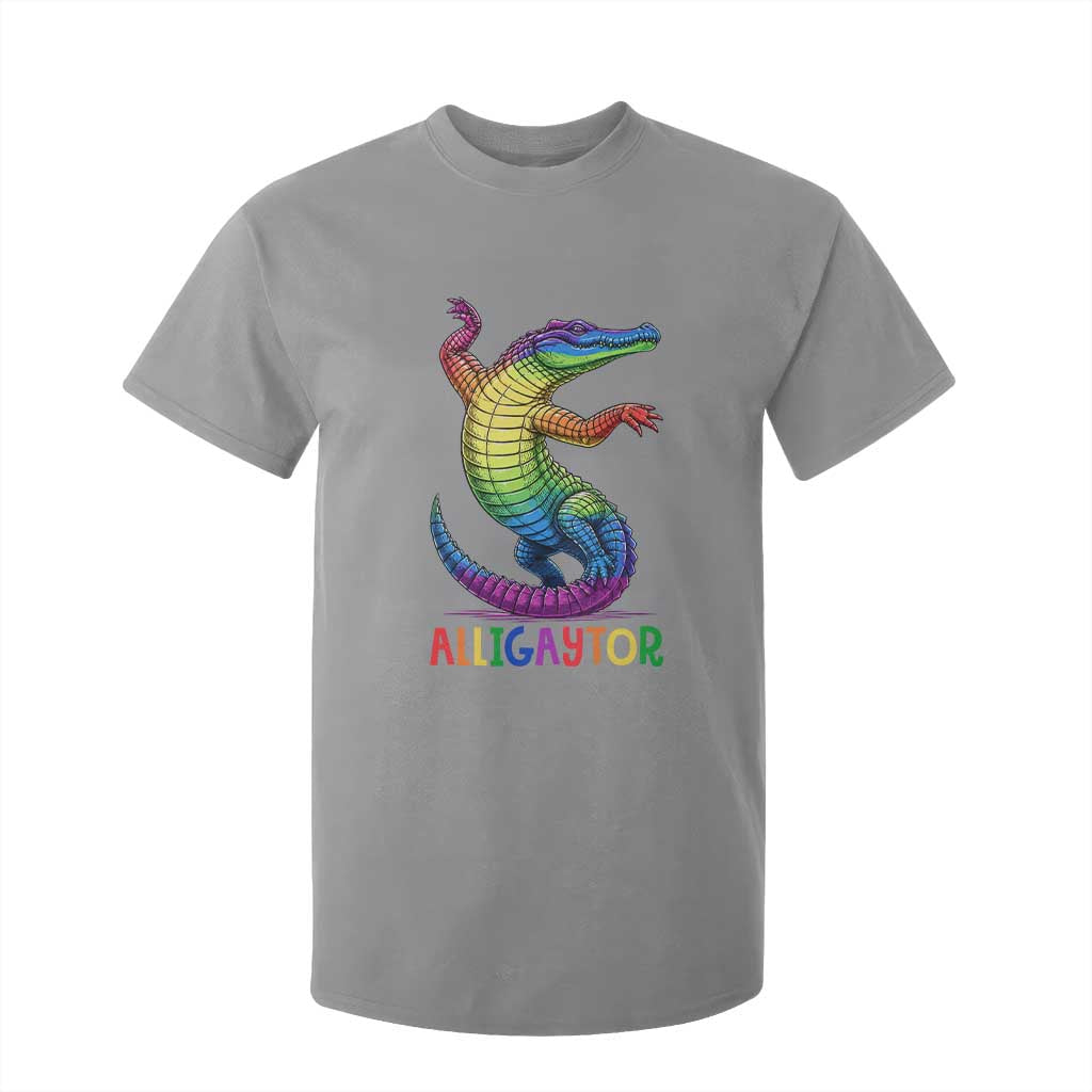 Alligaytor LGBTQ Pride Graphic T Shirt For Kid Queer Reptile Lovers TS12 Sport Gray Print Your Wear