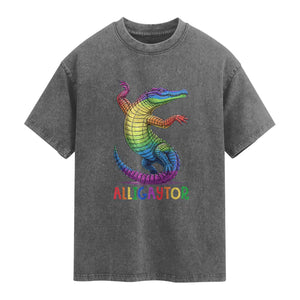 Alligaytor LGBTQ Pride Graphic Washed Cotton T-Shirt Queer Reptile Lovers