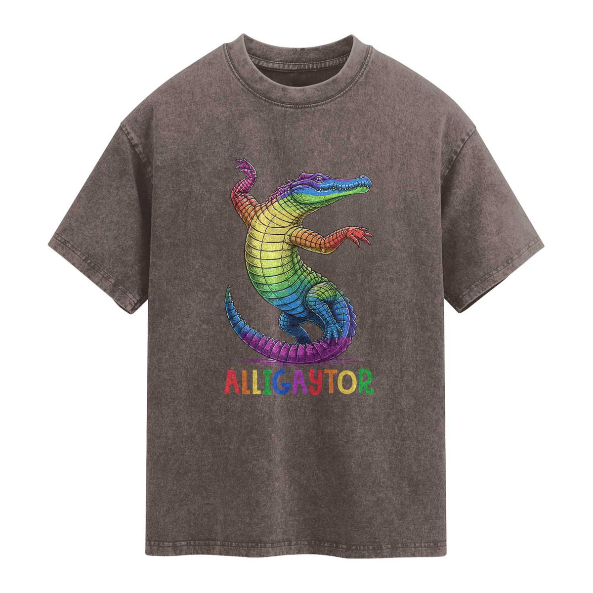 Alligaytor LGBTQ Pride Graphic Washed Cotton T-Shirt Queer Reptile Lovers