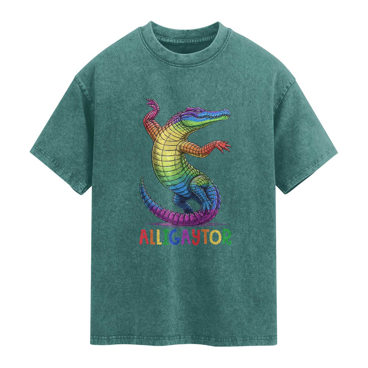 Alligaytor LGBTQ Pride Graphic Washed Cotton T-Shirt Queer Reptile Lovers