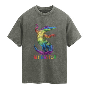 Alligaytor LGBTQ Pride Graphic Washed Cotton T-Shirt Queer Reptile Lovers