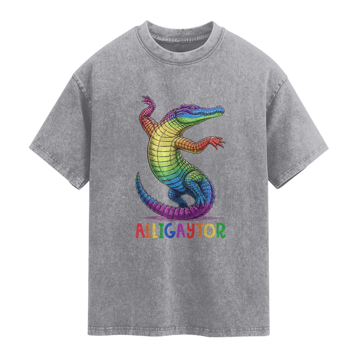 Alligaytor LGBTQ Pride Graphic Washed Cotton T-Shirt Queer Reptile Lovers