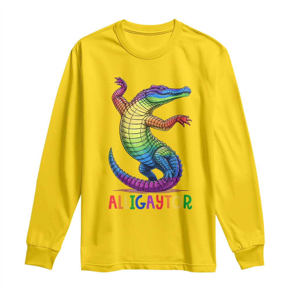 Alligaytor LGBTQ Pride Graphic Long Sleeve Shirt Queer Reptile Lovers TS12 Daisy Print Your Wear