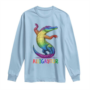 Alligaytor LGBTQ Pride Graphic Long Sleeve Shirt Queer Reptile Lovers TS12 Light Blue Print Your Wear