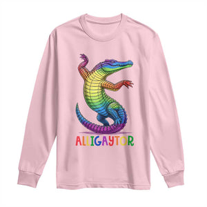 Alligaytor LGBTQ Pride Graphic Long Sleeve Shirt Queer Reptile Lovers TS12 Light Pink Print Your Wear