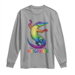 Alligaytor LGBTQ Pride Graphic Long Sleeve Shirt Queer Reptile Lovers TS12 Sport Gray Print Your Wear