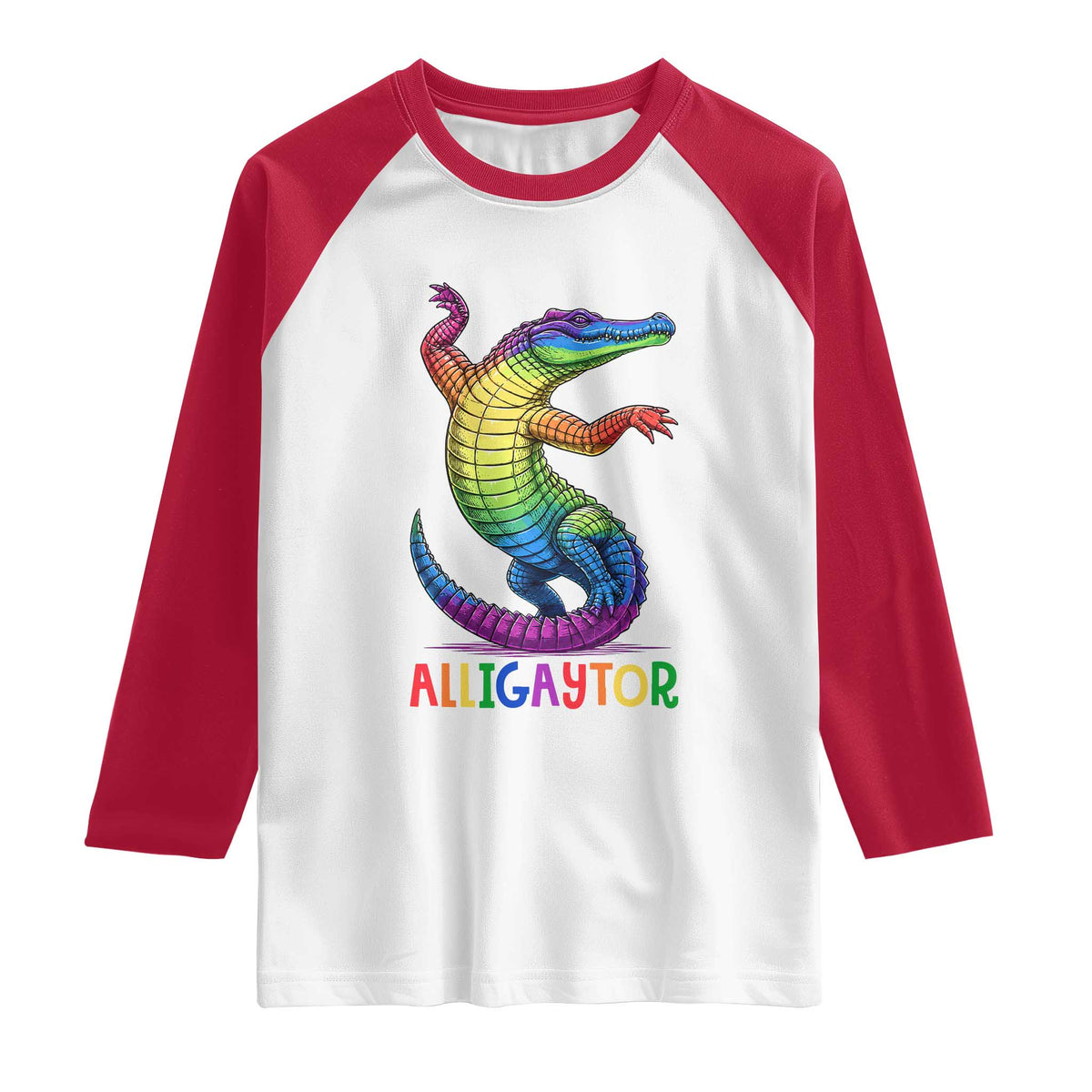 Alligaytor LGBTQ Pride Graphic Raglan Shirt Queer Reptile Lovers TS12 White Red Print Your Wear