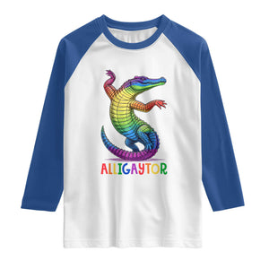 Alligaytor LGBTQ Pride Graphic Raglan Shirt Queer Reptile Lovers TS12 White Royal Print Your Wear