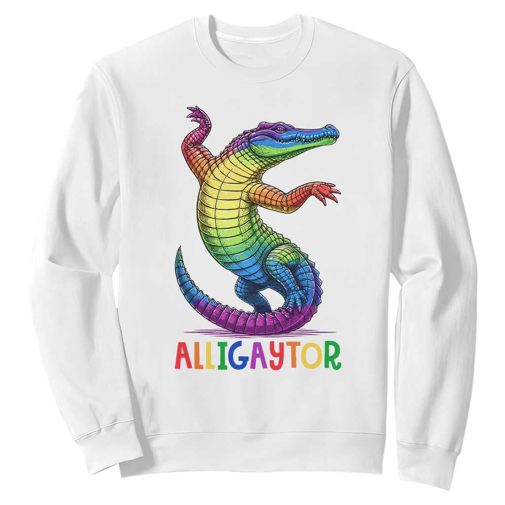 Alligaytor LGBTQ Pride Graphic Sweatshirt Queer Reptile Lovers TS12 White Print Your Wear