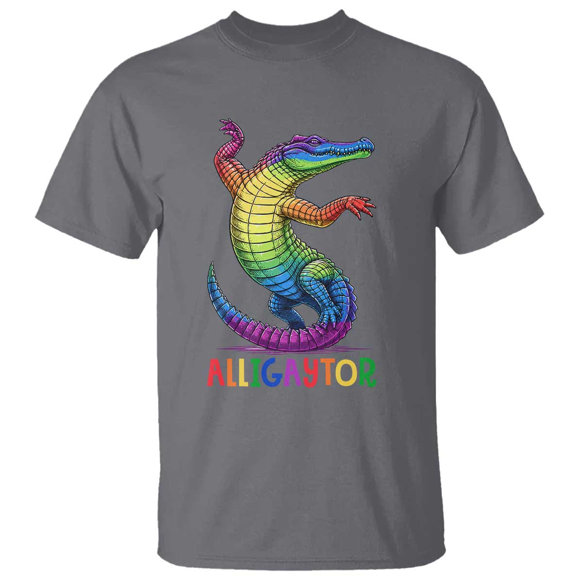 Alligaytor LGBTQ Pride Graphic T Shirt Queer Reptile Lovers TS12 Charcoal Print Your Wear