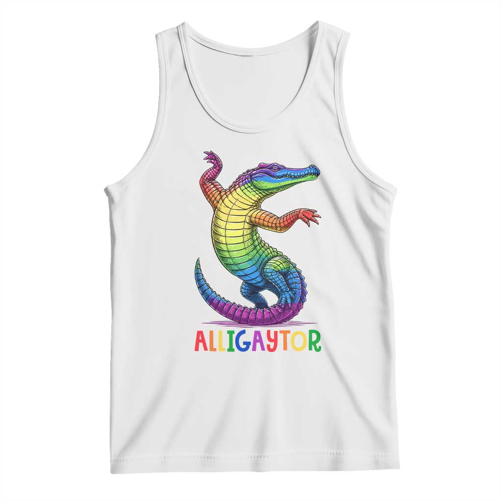 Alligaytor LGBTQ Pride Graphic Tank Top Queer Reptile Lovers TS12 White Print Your Wear