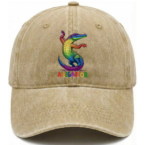 Alligaytor LGBTQ Pride Graphic Washed Cotton Baseball Cap Queer Reptile Lovers TS12 Print Your Wear