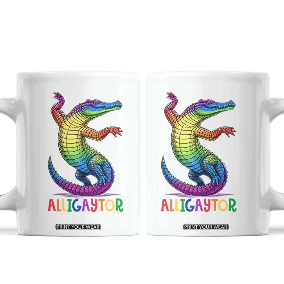Alligaytor LGBTQ Pride Graphic Coffee Mug Queer Reptile Lovers TS12 White Print Your Wear