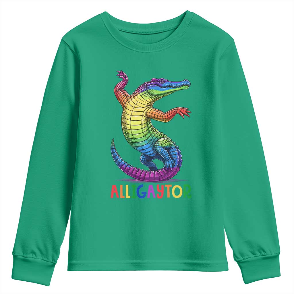 Alligaytor LGBTQ Pride Graphic Youth Sweatshirt Queer Reptile Lovers TS12 Irish Green Print Your Wear