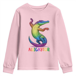 Alligaytor LGBTQ Pride Graphic Youth Sweatshirt Queer Reptile Lovers TS12 Light Pink Print Your Wear