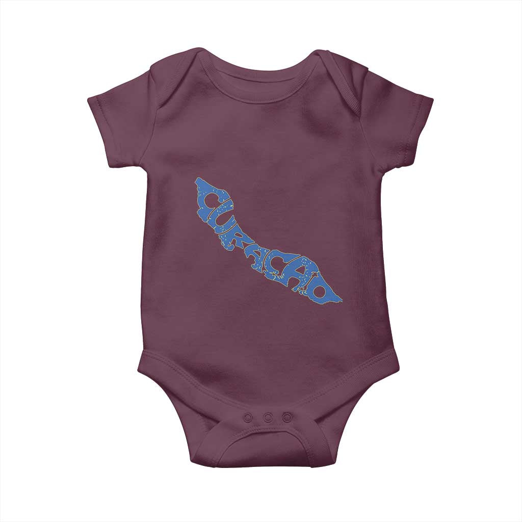 Curacao Flag Map Pride Baby Onesie Proud Curacaoan Heritage Gift TS12 Maroon Print Your Wear