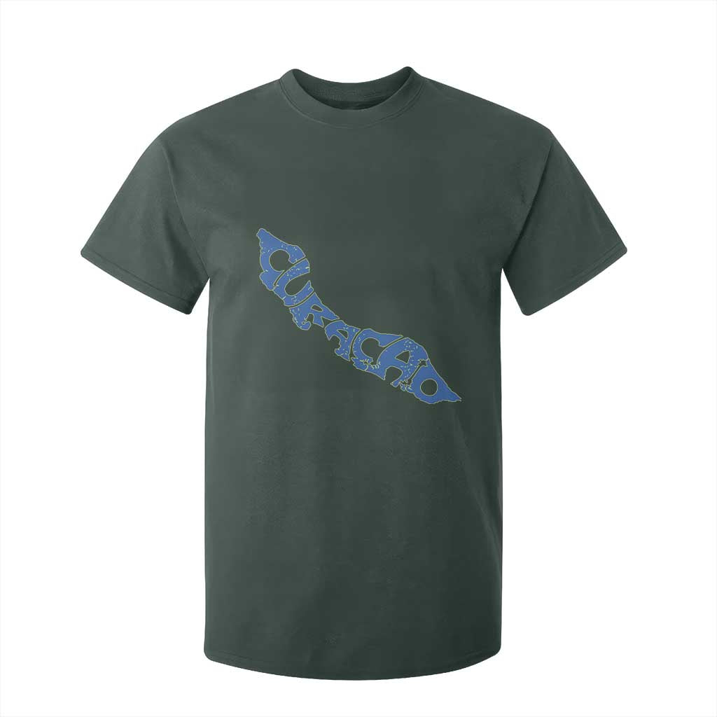 Curacao Flag Map Pride T Shirt For Kid Proud Curacaoan Heritage Gift TS12 Dark Forest Green Print Your Wear
