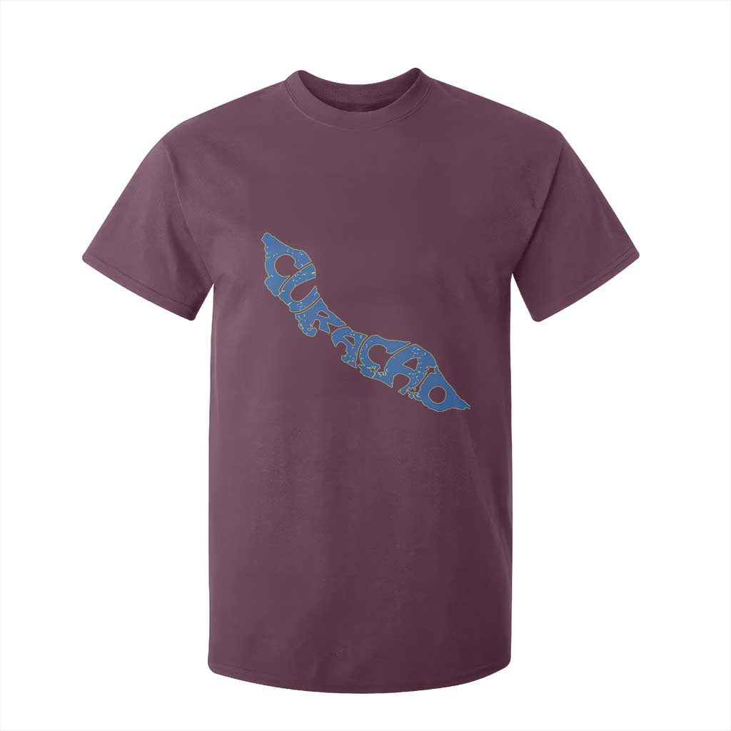 Curacao Flag Map Pride T Shirt For Kid Proud Curacaoan Heritage Gift TS12 Maroon Print Your Wear