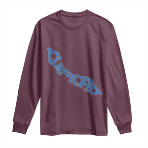 Curacao Flag Map Pride Long Sleeve Shirt Proud Curacaoan Heritage Gift TS12 Maroon Print Your Wear