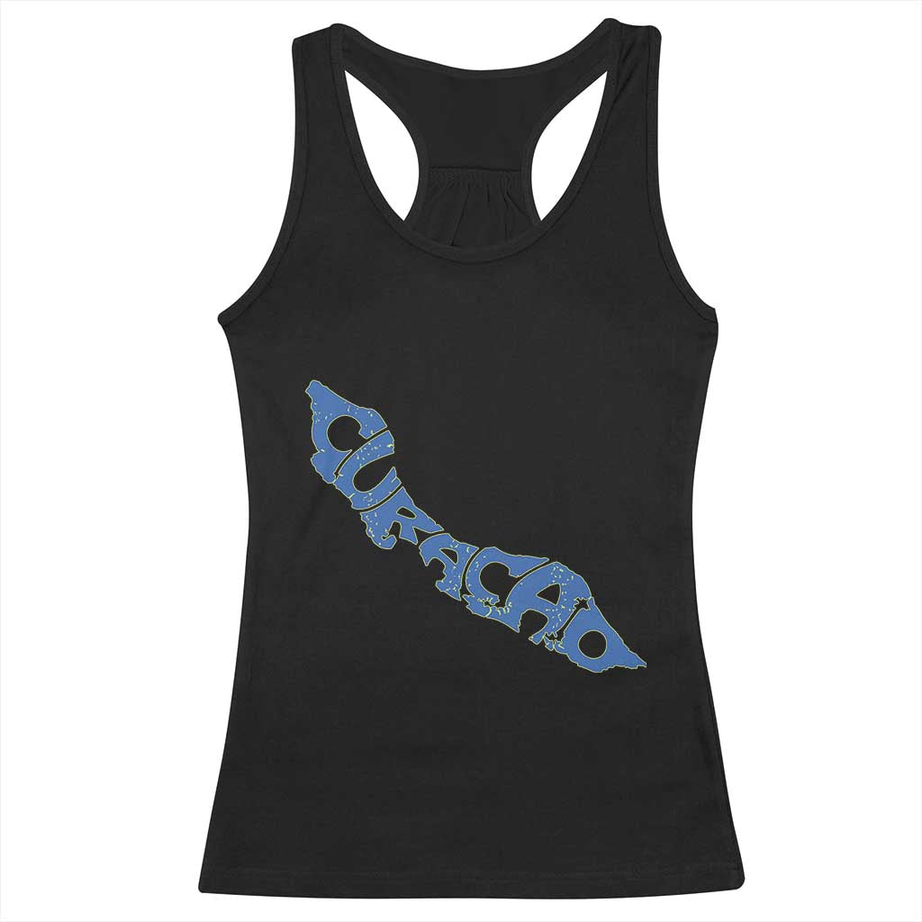 Curacao Flag Map Pride Racerback Tank Top Proud Curacaoan Heritage Gift TS12 Black Print Your Wear