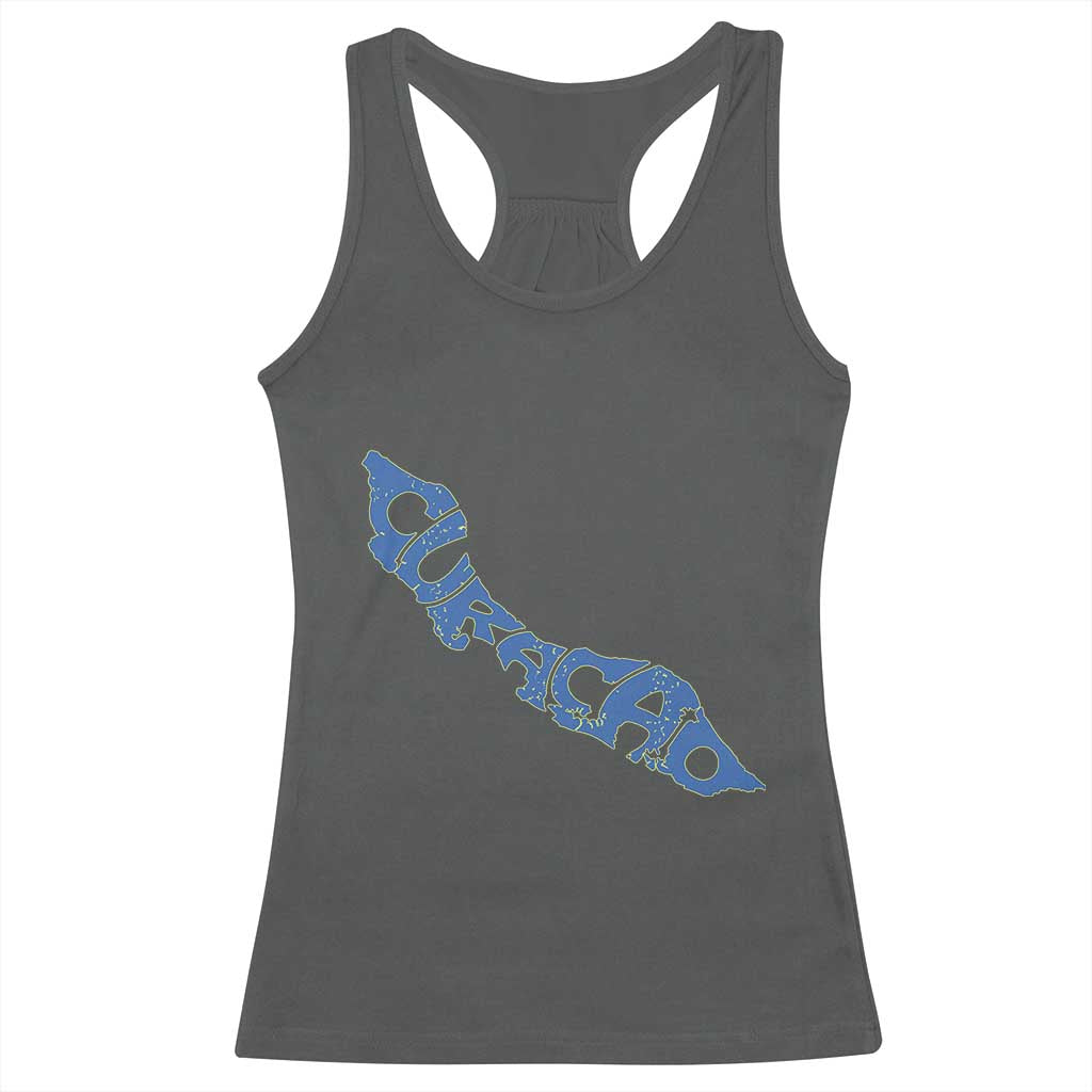 Curacao Flag Map Pride Racerback Tank Top Proud Curacaoan Heritage Gift TS12 Dark Heather Print Your Wear