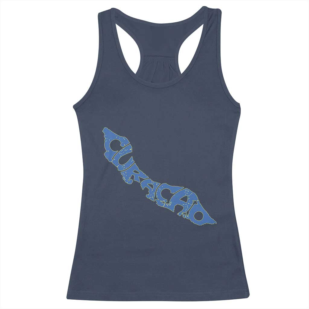 Curacao Flag Map Pride Racerback Tank Top Proud Curacaoan Heritage Gift TS12 Navy Print Your Wear