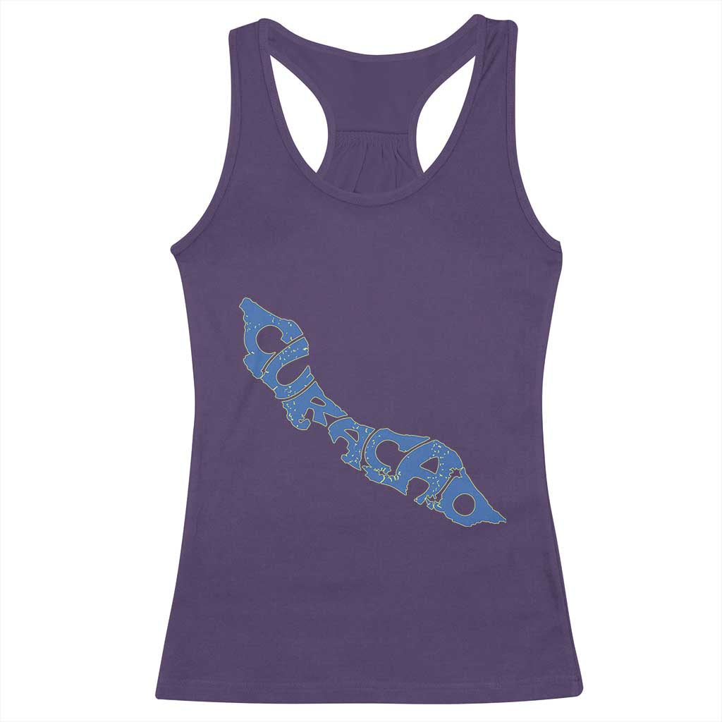 Curacao Flag Map Pride Racerback Tank Top Proud Curacaoan Heritage Gift TS12 Purple Print Your Wear