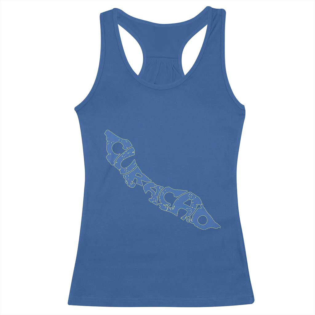 Curacao Flag Map Pride Racerback Tank Top Proud Curacaoan Heritage Gift TS12 Royal Blue Print Your Wear