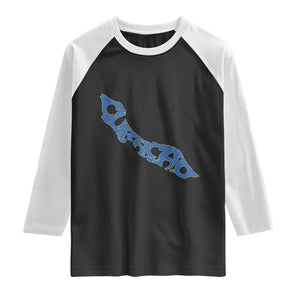 Curacao Flag Map Pride Raglan Shirt Proud Curacaoan Heritage Gift TS12 Black White Print Your Wear