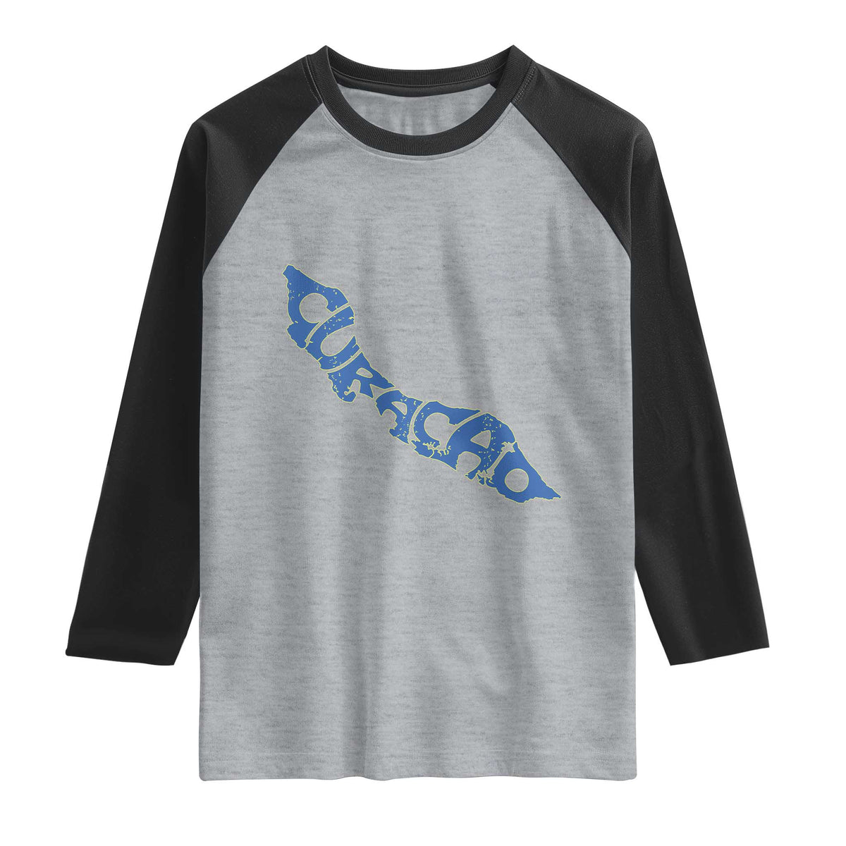 Curacao Flag Map Pride Raglan Shirt Proud Curacaoan Heritage Gift TS12 Heather Gray Black Print Your Wear